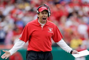 KANSAS CITY, MO - OCTOBER 25:  Head coach Todd Haley of the Kansas City Chiefs reacts to a call during the game against the San Diego Chargers on October 25, 2009 at Arrowhead Stadium in Kansas City, Missouri.  (Photo by Jamie Squire/Getty Images)