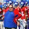 LAWRENCE, KS - SEPTEMBER 26:  Head coach Mark Mangino of the Kansas Jayhawks watches during warm-ups just prior to the start of the game against the Southern Mississippi Golden Eagles on September 26, 2009 at Memorial Stadium in Lawrence, Kansas.  (Photo by Jamie Squire/Getty Images)