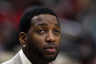 HOUSTON - APRIL 24:  Guard Tracy McGrady #1 of the Houston Rockets during play against the Portland Trail Blazers in Game Three of the Western Conference Quarterfinals during the 2009 NBA Playoffs at Toyota Center on April 24, 2009 in Houston, Texas. NOTE TO USER: User expressly acknowledges and agrees that, by downloading and or using this photograph, User is consenting to the terms and conditions of the Getty Images License Agreement.  (Photo by Ronald Martinez/Getty Images)