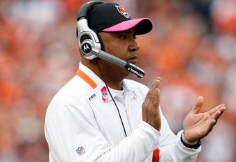 CINCINNATI - OCTOBER 25:  Marvin Lewis the Head Coach of the Cincinnati Bengals is pictured during the NFL game against the Chicago Bears at Paul Brown Stadium on October 25, 2009 in Cincinnati, Ohio.  The Bengals won 45-10.  (Photo by Andy Lyons/Getty Images)