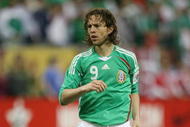 HOUSTON - FEBRUARY 06:  Forward Antonio De Nigris #9 of Mexico during first half action against the U.S. MNT February 6, 2008 at Reliant Stadium in Houston, Texas. (Photo by Bob Levey/Getty Images)