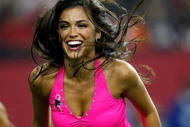ATLANTA - OCTOBER 18:  A cheerleader of the Atlanta Falcons performs during the game against the Chicago Bears at Georgia Dome on October 18, 2009 in Atlanta, Georgia.  (Photo by Kevin C. Cox/Getty Images)