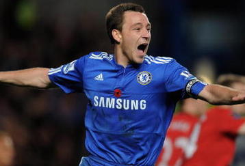 LONDON, ENGLAND - NOVEMBER 08:  John Terry of Chelsea celebrates after scoring the opening goal during the Barclays Premier League match between Chelsea and Manchester United at Stamford Bridge on November 8, 2009 in London, England.  (Photo by Shaun Botterill/Getty Images)