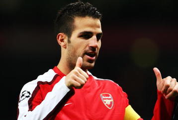 LONDON, ENGLAND - NOVEMBER 04:  Cesc Fabregas of Arsenal celebrates scoring his second and the teams the third goal of the game during the UEFA Champions League Group H match between Arsenal and AZ Alkmaar at the Emirates Stadium on November 4, 2009 in London, England.  (Photo by Phil Cole/Getty Images)