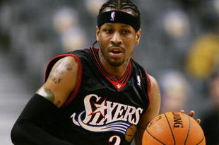 TORONTO - NOVEMBER 8: Allen Iverson #3 of the Philadelphia 76ers pushes the ball upcourt during the game against the Toronto Raptors on November 8, 2006 at the Air Canada Centre in Toronto, Canada. The Raptors defeated the Sixers 106-104. NOTE TO USER: User expressly acknowledges and agrees that, by downloading and or using this photograph, User is consenting to the terms and conditions of the Getty Images License Agreement. (Photo by Harry How/Getty Images)