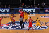 NEW YORK - NOVEMBER 20:  Markhuri Sanders-Frison #45 of the California Golden Bears takes the opening tip against Dallas Lauderdale #52 of the Ohio State Buckeyes during the consolation game of the 2K Sports Classic on November 20, 2009 at Madison Square Garden in New York City.  (Photo by Jim McIsaac/Getty Images)
