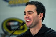 CORAL GABLES, FL - NOVEMBER 19:  Jimmie Johnson, driver of the #48 Lowe's/KOBALT Tools Chevorlet speaks to the media during the NASCAR Championship Contenders  Press Conference on November 19, 2009 in Coral Gables, Florida.  (Photo by Sam Greenwood/Getty Images for NASCAR)