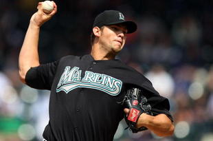 NEW YORK - APRIL 29:  Josh Johnson #55 of the Florida Marlins throws a pitch against the New York Mets on April 29, 2009 at Citi Field in the Flushing neighborhood of the Queens borough of New York City. The Marlins defeated the Mets 4-3.  (Photo by Jim McIsaac/Getty Images)