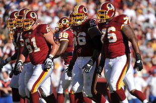 LANDOVER, MD - NOVEMBER 15:  The Washington Redskins offense comes up to the line of scrimmage during the game against the Denver Broncos at FedExField on November 15, 2009 in Landover, Maryland. The Redskins won 27-17. (Photo by Larry French/Getty Images)