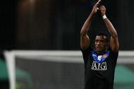 MOSCOW, RUSSIA - OCTOBER 21: Nani of Manchester United FC celebrates after their victory over CSKA Moscow after the UEFA Champions League group B match between CSKA Moscow and Manchester United at the Pat Luzhniki Stadium on October 21, 2009 in Moscow, Russia.  (Photo by Dmitry Korotayev/Epsilon/Getty Images)