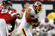 ATLANTA - NOVEMBER 08:  Clinton Portis #26 of the Washington Redskins against of the Atlanta Falcons at Georgia Dome on November 8, 2009 in Atlanta, Georgia.  (Photo by Kevin C. Cox/Getty Images)
