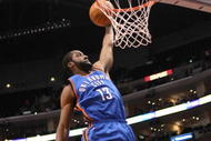 LOS ANGELES - NOVEMBER 11: James Harden #13 of the Oklahoma City Thunder goes up for a dunk against  the Los Angeles Clippers on November 11, 2009 at Staples Center in Los Angeles, California.    NOTE TO USER: User expressly acknowledges and agrees that, by downloading and/or using this Photograph, user is consenting to the terms and conditions of the Getty Images License Agreement. (Photo by Stephen Dunn/Getty Images)