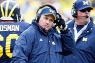 ANN ARBOR, MI - OCTOBER 24:  Head coach Rich Rodriguez of the Michigan Wolverines looks on during the game against the Penn State Nittany Lions on October 24, 2009 at Michigan Stadium in Ann Arbor, Michigan. (Photo by  Gregory Shamus/Getty Images)