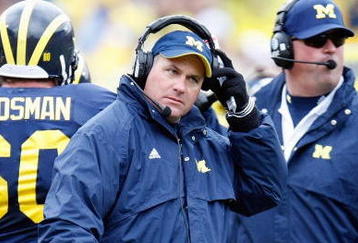 ANN ARBOR, MI - OCTOBER 24:  Head coach Rich Rodriguez of the Michigan Wolverines looks on during the game against the Penn State Nittany Lions on October 24, 2009 at Michigan Stadium in Ann Arbor, Michigan. (Photo by  Gregory Shamus/Getty Images)