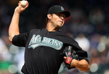 NEW YORK - APRIL 29:  Josh Johnson #55 of the Florida Marlins throws a pitch against the New York Mets on April 29, 2009 at Citi Field in the Flushing neighborhood of the Queens borough of New York City. The Marlins defeated the Mets 4-3.  (Photo by Jim McIsaac/Getty Images)