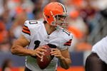 DENVER - SEPTEMBER 20:  Quarterback Brady Quinn #10 of the Cleveland Browns drops back to pass against the Denver Broncos during NFL action at Invesco Field at Mile High on September 20, 2009 in Denver, Colorado. The Broncos defeated the Browns 27-6.  (Photo by Doug Pensinger/Getty Images)
