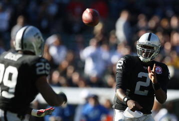 OAKLAND, CA - NOVEMBER 15:  JaMarcus Russell #2 of the Oakland Raiders passes against the Kansas City Chiefs during an NFL game at Oakland-Alameda County Coliseum on November 15, 2009 in Oakland, California.  (Photo by Jed Jacobsohn/Getty Images)