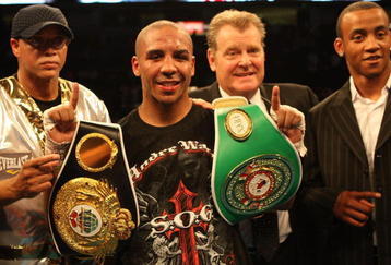 OAKLAND, CA - MAY 16:  Andre Ward celebrates after defeating Edison Miranda during the NABO and NABF Super Middleweight Championship boxing match on May 16, 2009 at the Oakland-Alameda County Coliseum in Oakland, California.  (Photo by Jed Jacobsohn/Getty Images)