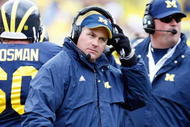 ANN ARBOR, MI - OCTOBER 24:  Head coach Rich Rodriguez of the Michigan Wolverines looks on during the game against the Penn State Nittany Lions on October 24, 2009 at Michigan Stadium in Ann Arbor, Michigan. (Photo by  Gregory Shamus/Getty Images)