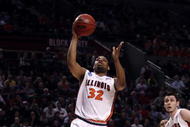 PORTLAND, OR - MARCH 19:  Demetri McCamey #32 of the Illinois Fighting Illini goes up for a layup in the first half against the Western Kentucky Hilltoppers during the first round of the NCAA Division I Men's Basketball Tournament at the Rose Garden on March 19, 2009 in Portland, Oregon.  (Photo by Jonathan Ferrey/Getty Images)