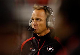 ATHENS, GA - NOVEMBER 21:  Head coach Mark Richt of the Georgia Bulldogs looks on from the sidelines during the game against the Kentucky Wildcats at Sanford Stadium on November 21, 2009 in Athens, Georgia.  (Photo by Kevin C. Cox/Getty Images)