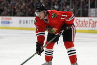 CHICAGO - FEBRUARY 27: Jack Skille #11 of the Chicago Blackhawks waits for a face-off against the Pittsburgh Penguins on February 27, 2009 at the United Center in Chicago, Illinois. The Penguins defeated the Blackhawks 5-4 in overtime. (Photo by Jonathan Daniel/Getty Images)