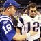 INDIANAPOLIS - NOVEMBER 15:  Quarterback Peyton Manning #18 of the Indianapolis Colts greets Tom Brady #12 of the New England Patriots after the game at Lucas Oil Stadium on November 15, 2009 in Indianapolis, Indiana.  The Colts won the game 35-34. (Photo by Jamie Squire/Getty Images)
