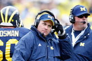 ANN ARBOR, MI - OCTOBER 24:  Head coach Rich Rodriguez of the Michigan Wolverines looks on during the game against the Penn State Nittany Lions on October 24, 2009 at Michigan Stadium in Ann Arbor, Michigan. (Photo by  Gregory Shamus/Getty Images)