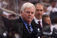 GLENDALE, AZ - OCTOBER 10:  Head coach Ken Hitchcock of the Columbus Blue Jackets looks during the NHL game against the Phoenix Coyotes at Jobing.com Arena on October 10, 2009 in Glendale, Arizona. The Blue Jackets defeated the Coyotes 2-0.  (Photo by Christian Petersen/Getty Images)