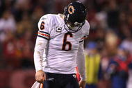 SAN FRANCISCO - NOVEMBER 12:  Jay Cutler #6 of the Chicago Bears walks off the field against the San Francisco 49ers at Candlestick Park on November 12, 2009 in San Francisco, California. The 49ers won 10-6.  (Photo by Jed Jacobsohn/Getty Images)