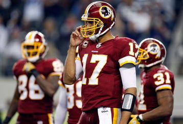 ARLINGTON, TX - NOVEMBER 22:  Quarterback Jason Campbell #17 of the Washington Redskins during a 7-6 loss against the Dallas Cowboys at Cowboys Stadium on November 22, 2009 in Arlington, Texas.  (Photo by Ronald Martinez/Getty Images)