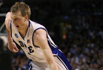 BOSTON - MARCH 26:  Kyle Singler #12 of the Duke Blue Devils drives against the Villanova Wildcats during the NCAA Men's Basketball Tournament East Regionals at TD Banknorth Garden on March 26, 2009 in Boston, Massachusetts.  (Photo by Elsa/Getty Images)