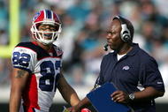 JACKSONVILLE, FL - NOVEMBER 22:  Head Coach Perry Fewell  of the Buffalo Bills watches his team against the Jacksonville Jaguars at Jacksonville Municipal Stadium on November 22, 2009 in Jacksonville, Florida.  Jacksonville defeated Buffalo 18-15.  (Photo by Marc Serota/Getty Images)