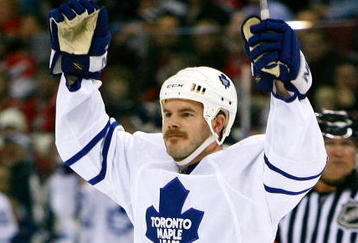 RALEIGH, NC - JANUARY 15:  Ian White #7 of the Toronto Maple Leafs reacts after scoring a goal against the Carolina Hurricanes on January 15, 2009 at RBC Center in Raleigh, North Carolina.  (Photo by Kevin C. Cox/Getty Images)