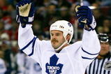 RALEIGH, NC - JANUARY 15:  Ian White #7 of the Toronto Maple Leafs reacts after scoring a goal against the Carolina Hurricanes on January 15, 2009 at RBC Center in Raleigh, North Carolina.  (Photo by Kevin C. Cox/Getty Images)