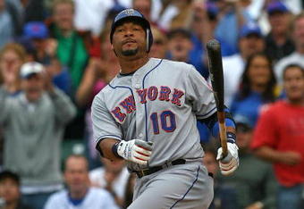 CHICAGO - AUGUST 28: Gary Sheffield #10 of the New York Mets strikes out to end a game against the Chicago Cubs on August 28, 2009 at Wrigley Field in Chicago, Illinois. The Cubs defeated the Mets 5-2.  (Photo by Jonathan Daniel/Getty Images)