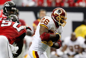 ATLANTA - NOVEMBER 08:  Clinton Portis #26 of the Washington Redskins against of the Atlanta Falcons at Georgia Dome on November 8, 2009 in Atlanta, Georgia.  (Photo by Kevin C. Cox/Getty Images)