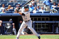 NEW YORK - JULY 06:  Jose Bautista #23 of the Toronto Blue Jays bats against the New York Yankees on July 6, 2009 at Yankee Stadium in the Bronx borough of New York City.  (Photo by Jim McIsaac/Getty Images)
