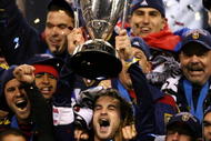 SEATTLE - NOVEMBER 22:  Kyle Beckerman #5 of Real Salt Lake holds the Philip F. Anschutz MLS Cup trophy as he and his teammates celebrate their win over the Los Angeles Galaxy in the MLS Cup final at Qwest Field on November 22, 2009 in Seattle, Washington. Real Salt Lake won 5-4 in a penalty shootout following regulation time.  (Photo by Otto Greule Jr/Getty Images)