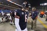 CHICAGO - NOVEMBER 22: Jay Cutler #6 of the Chicago Bears prepares to enter the field for the last offensive series for the Bears against the Philadelphia Eagles at Soldier Field on November 22, 2009 in Chicago, Illinois. The Eagles defeated the Bears 24-20. (Photo by Jonathan Daniel/Getty Images)