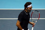 LONDON, ENGLAND - NOVEMBER 22:  Roger Federer of Switzerland reacts during the men's singles first round match against Fernando Verdasco of Spain during the Barclays ATP World Tour Finals at the O2 Arena on November 22, 2009 in London, England.  (Photo by Julian Finney/Getty Images)