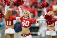 KANSAS CITY, MO - OCTOBER 25: Cheerleaders of the Kansas City Chiefs perform during the game against the San Diego Chargers on October 25, 2009 at Arrowhead Stadium in Kansas City, Missouri. (Photo by Jamie Squire/Getty Images)