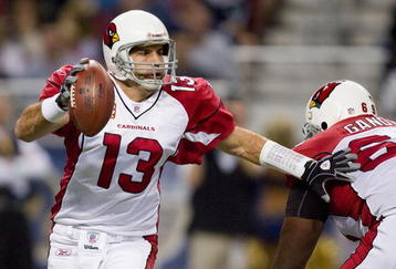 ST. LOUIS - NOVEMBER 22: Kurt Warner #13 of the Arizona Cardinals looks to pass against the St. Louis Rams at the Edward Jones Dome on November 22, 2009 in St. Louis, Missouri.  (Photo by Dilip Vishwanat/Getty Images)
