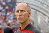 FOXBOROUGH, MA - JULY 11:  Coach Bob Bradley  of USA stands during pre-game activities before a game against Haiti during 2009 CONCACAF Gold Cup competition at Gillette Stadium on July 11, 2009 in Foxborough, Massachusetts. USA and Haiti played to a 2-2 draw. (Photo by Jim Rogash/Getty Images)