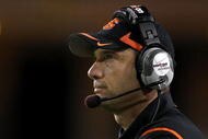 TEMPE, AZ - OCTOBER 03:  Head coach Mike Riley of the Oregon State Beavers stands on the sidelines during the college football game against the Arizona State Sun Devils at Sun Devil Stadium on October 3, 2009 in Tempe, Arizona. The Beavers defeated the Sun Devils 28-17.  (Photo by Christian Petersen/Getty Images)