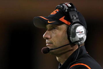 TEMPE, AZ - OCTOBER 03:  Head coach Mike Riley of the Oregon State Beavers stands on the sidelines during the college football game against the Arizona State Sun Devils at Sun Devil Stadium on October 3, 2009 in Tempe, Arizona. The Beavers defeated the Sun Devils 28-17.  (Photo by Christian Petersen/Getty Images)