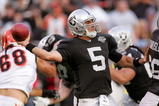 OAKLAND, CA - NOVEMBER 22:  Bruce Gradkowski #5 of the Oakland Raiders throws the ball during their game against the Cincinnati Bengals at Oakland-Alameda County Coliseum on November 22, 2009 in Oakland, California.  (Photo by Ezra Shaw/Getty Images)