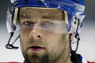QUEBEC CITY- SEPTEMBER 20: Guillaume Latendresse #84 of the Montreal Canadiens warms up prior to NHL Preseason game against the Boston Bruins on September 20, 2009 at the Colisee Pepsi in Quebec City, Quebec, Canada. The Bruins defeated the Canadiens 2-1. (Photo by Richard Wolowicz/Getty Images)