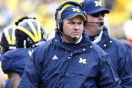 ANN ARBOR, MI - OCTOBER 24:  Head Coach Rich Rodriguez of the Michigan Wolverines looks on while playing the Penn State Nittany Lions on October 24, 2009 at Michigan Stadium in Ann Arbor, Michigan. Penn State won the game 35-10.  (Photo by Gregory Shamus/Getty Images)