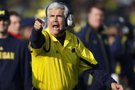 ANN ARBOR, MI - NOVEMBER 21:  Defensive coordinator Greg Robinson of the Michigan Wolverines reacts while playing the Ohio State Buckeyes on November 21, 2009 at Michigan Stadium in Ann Arbor, Michigan. Ohio State won the game 21-10. (Photo by Gregory Shamus/Getty Images)